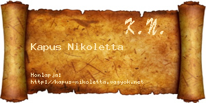 Kapus Nikoletta névjegykártya